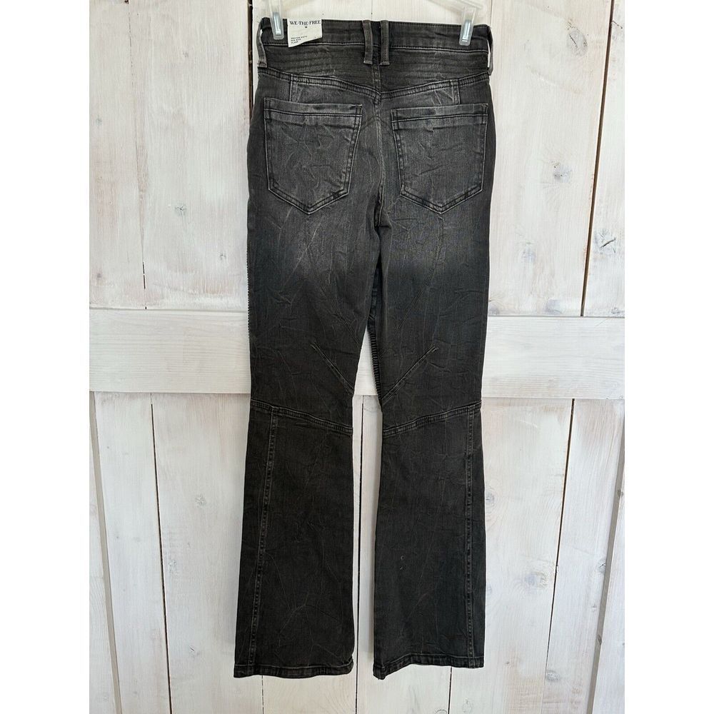 Free‎ People We The Free Vector Moto Flare Jeans Distressed Black Size 25 NWT - Picture 7 of 14
